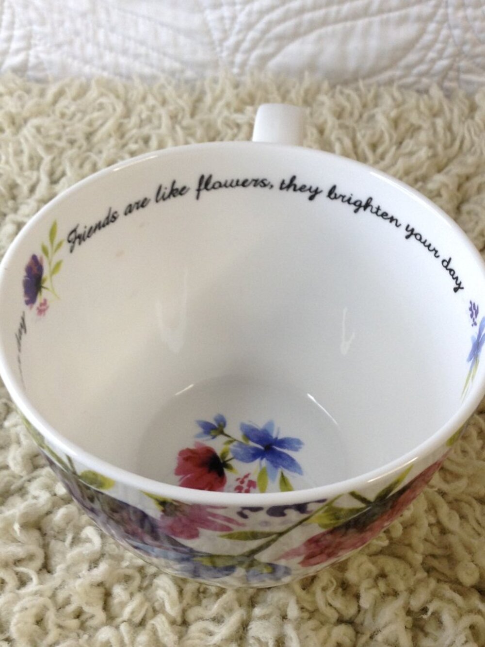 Portobello by Design Floral Bone China 20 oz Inscribed Cup; Inspirational Friend